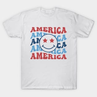 The word America Groovy Smile T-Shirt